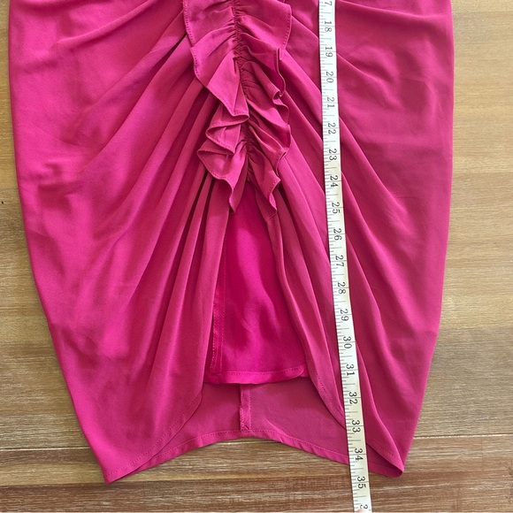 H&M Fuschia Strapless Ruched Ruffle Front Inverted Hem Party Dress, Size 2 - Picture 9 of 9